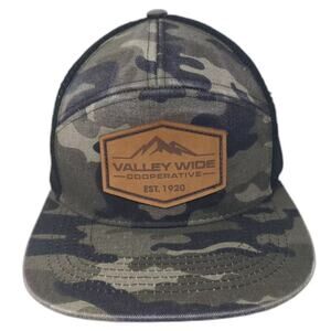 VIE Trucker Hat Green Black Camo Valley Wide Cooperative OS Snapback Mesh Patch